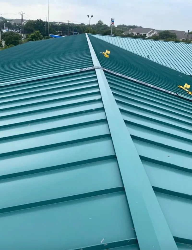 Green commercial metal roof ridge and valley for Metal Roof Repair in Santee
